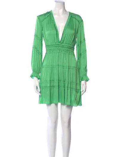 Pre-owned Maje V-neck Mini Dress In Green