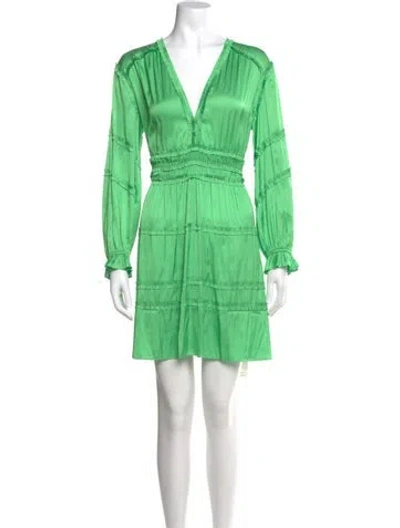 Pre-owned Maje V-neck Mini Dress In Green