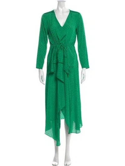 Pre-owned Maje V-neck Mini Dress In Green