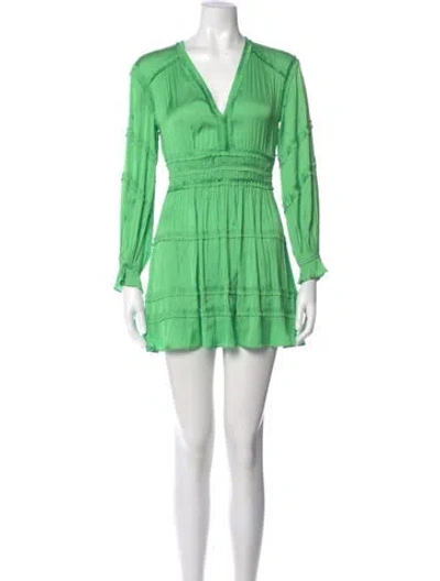 Pre-owned Maje V-neck Mini Dress In Green