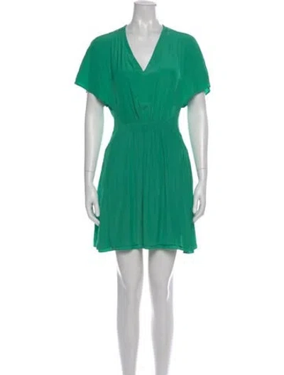 Pre-owned Maje V-neck Mini Dress In Green