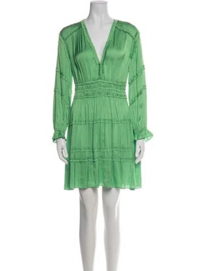 Pre-owned Maje V-neck Mini Dress In Green