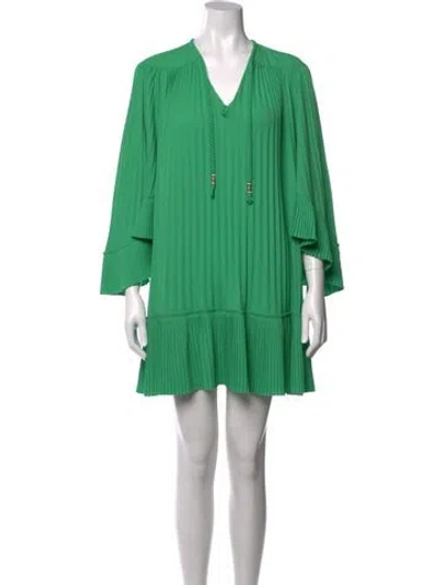 Pre-owned Maje V-neck Mini Dress In Green