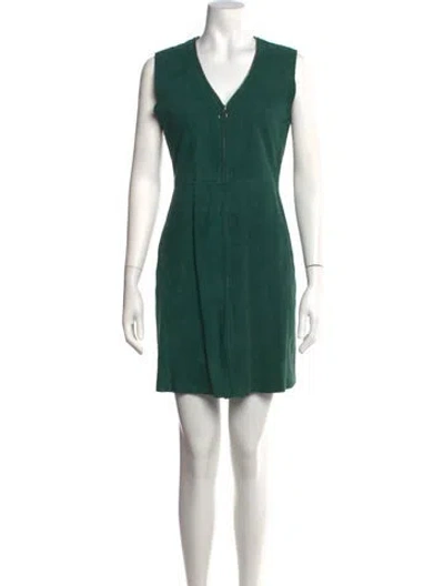 Pre-owned Maje V-neck Mini Dress In Green