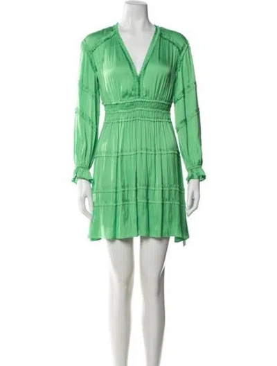 Pre-owned Maje V-neck Mini Dress In Green