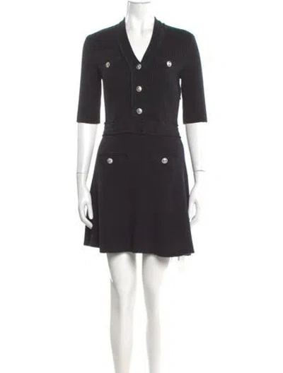 Pre-owned Maje V-neck Mini Dress In Multi