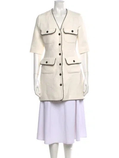 Pre-owned Maje V-neck Mini Dress In Neutral