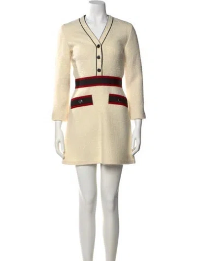 Pre-owned Maje V-neck Mini Dress In Neutral