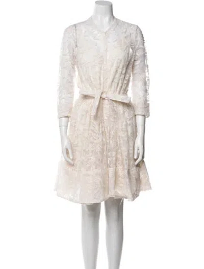 Pre-owned Maje V-neck Mini Dress In Neutral