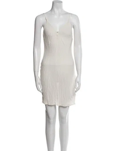 Pre-owned Maje V-neck Mini Dress In Neutral