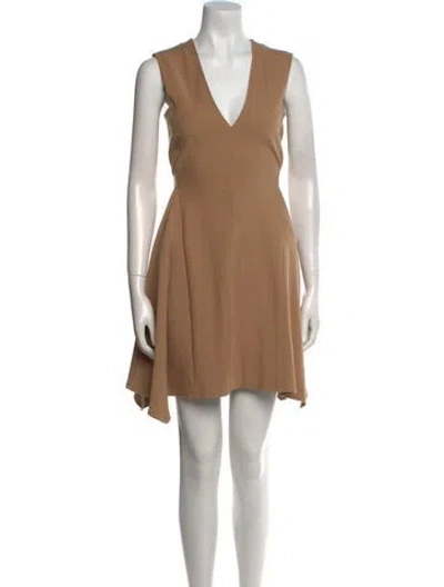 Pre-owned Maje V-neck Mini Dress In Neutral