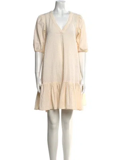 Pre-owned Maje V-neck Mini Dress In Neutral