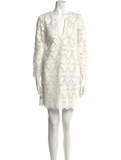 Pre-owned Maje V-neck Mini Dress In Neutral