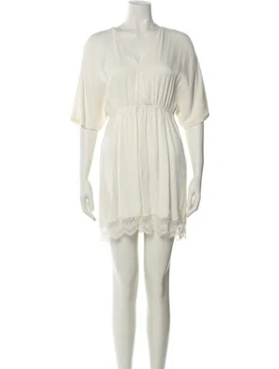 Pre-owned Maje V-neck Mini Dress In Neutral