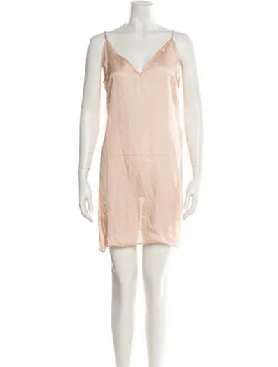 Pre-owned Maje V-neck Mini Dress In Neutral