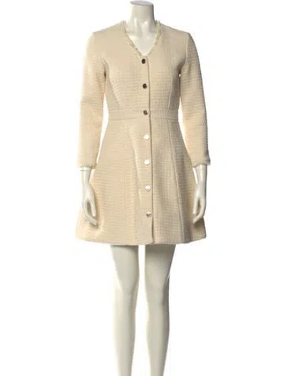 Pre-owned Maje V-neck Mini Dress In Neutral