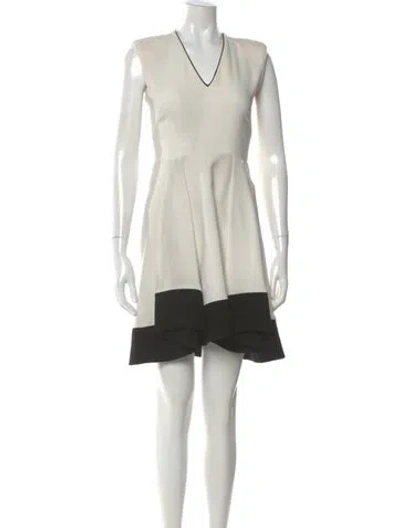 Pre-owned Maje V-neck Mini Dress In Neutral