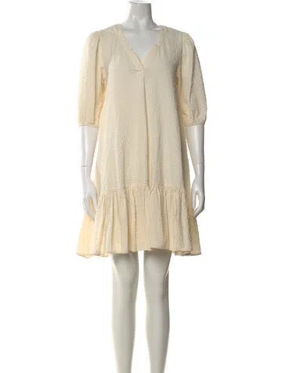 Pre-owned Maje V-neck Mini Dress In Neutral