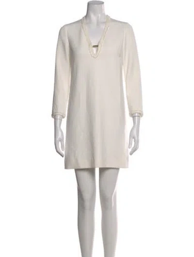 Pre-owned Maje V-neck Mini Dress In Neutral