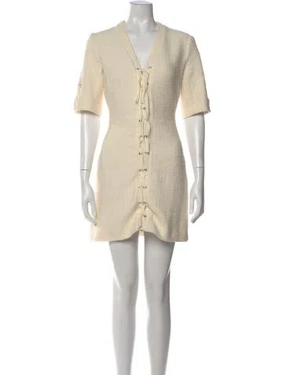 Pre-owned Maje V-neck Mini Dress In Neutral