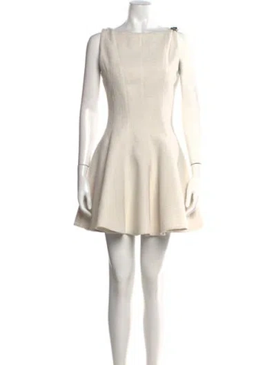 Pre-owned Maje V-neck Mini Dress In Neutral