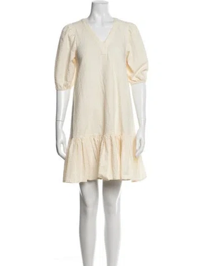 Pre-owned Maje V-neck Mini Dress In Neutral