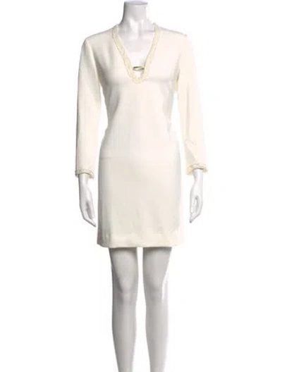 Pre-owned Maje V-neck Mini Dress In Neutral
