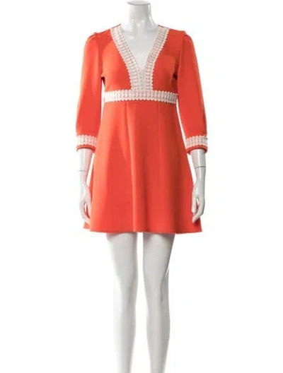 Pre-owned Maje V-neck Mini Dress In Orange
