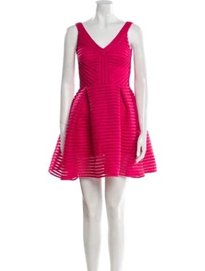 Pre-owned Maje V-neck Mini Dress In Pink