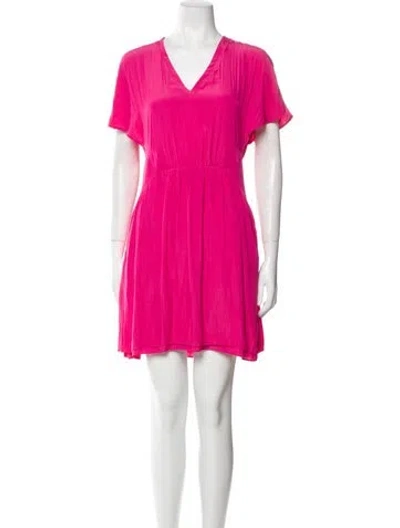Pre-owned Maje V-neck Mini Dress In Pink