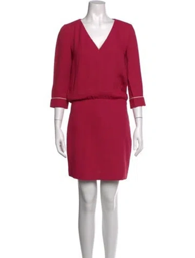 Pre-owned Maje V-neck Mini Dress In Pink