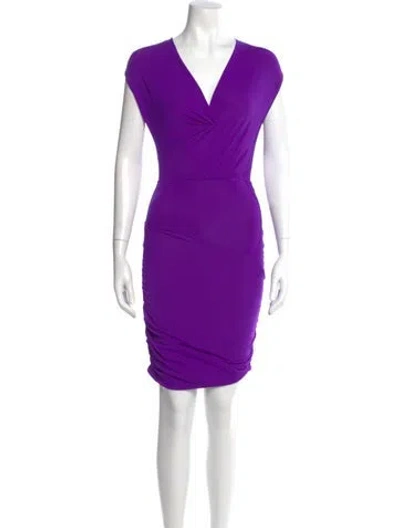Pre-owned Maje V-neck Mini Dress In Purple