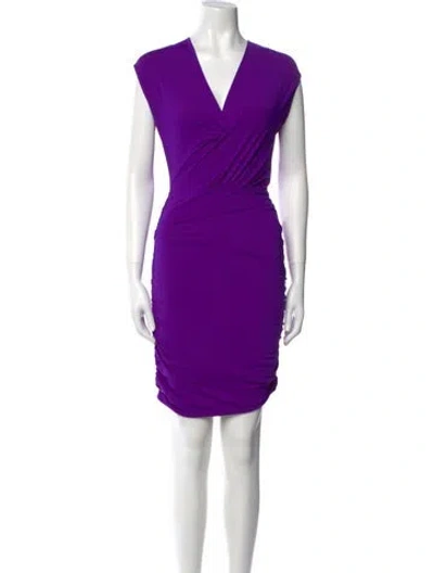 Pre-owned Maje V-neck Mini Dress In Purple
