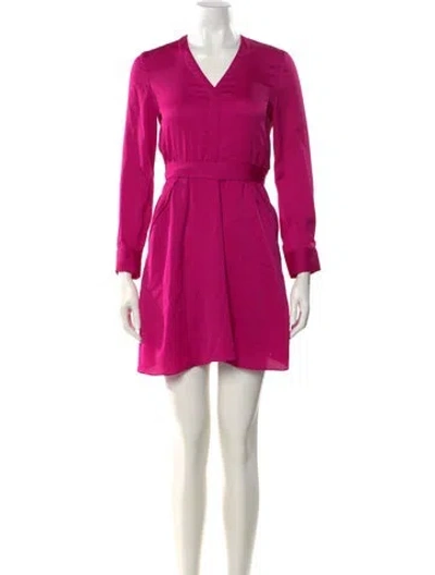 Pre-owned Maje V-neck Mini Dress In Purple