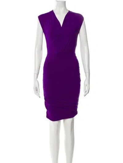 Pre-owned Maje V-neck Mini Dress In Purple