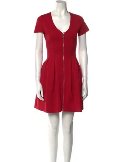 Pre-owned Maje V-neck Mini Dress In Red