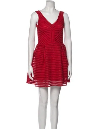Pre-owned Maje V-neck Mini Dress In Red