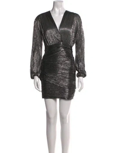 Pre-owned Maje V-neck Mini Dress In Silver
