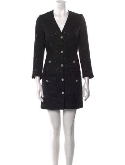Pre-owned Maje V-neck Mini Dress W/ Tags In Black