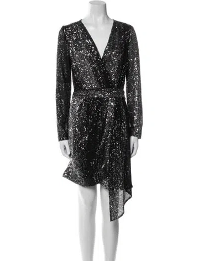 Pre-owned Maje V-neck Mini Dress W/ Tags In Black