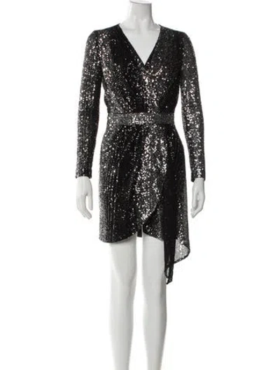 Pre-owned Maje V-neck Mini Dress W/ Tags In Black