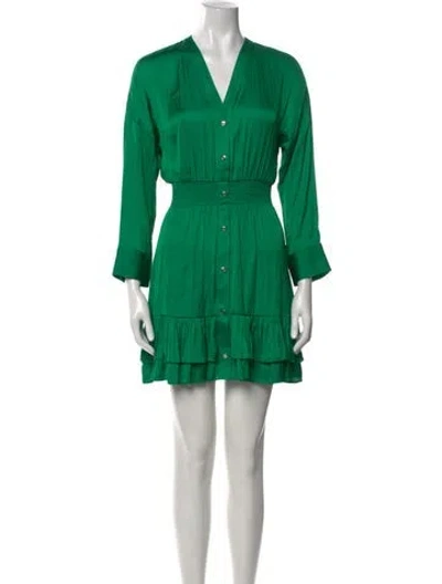 Pre-owned Maje V-neck Mini Dress W/ Tags In Green