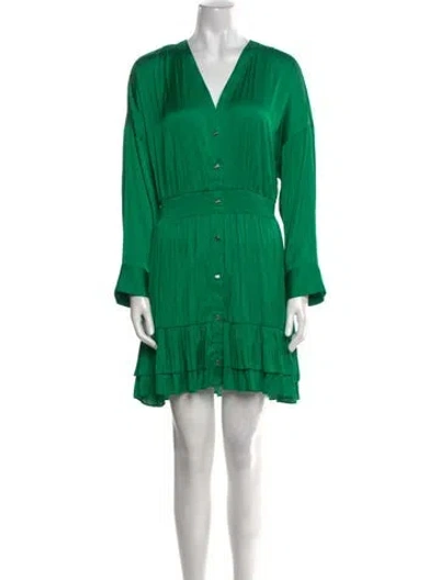 Pre-owned Maje V-neck Mini Dress W/ Tags In Green