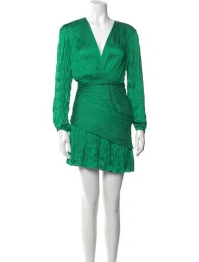 Pre-owned Maje V-neck Mini Dress W/ Tags In Green