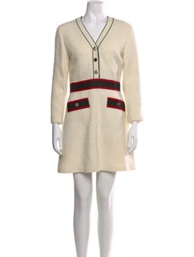 Pre-owned Maje V-neck Mini Dress W/ Tags In Neutral