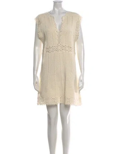 Pre-owned Maje V-neck Mini Dress W/ Tags In Neutral