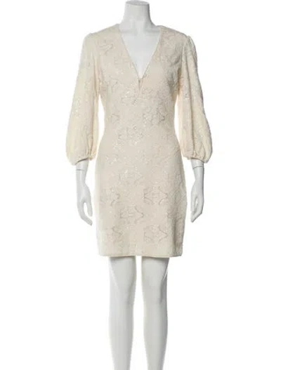 Pre-owned Maje V-neck Mini Dress W/ Tags In Neutral