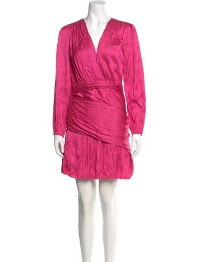 Pre-owned Maje V-neck Mini Dress W/ Tags In Pink