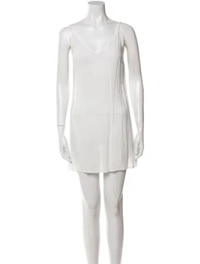 Pre-owned Maje V-neck Mini Dress In White