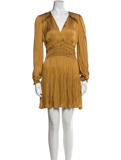 Pre-owned Maje V-neck Mini Dress In Yellow